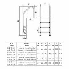 Superpool AISI-304 Kalite 4 Basamaklı Standart Havuz Merdiveni