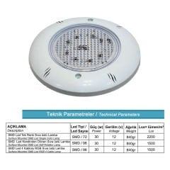 Superpool SMD 30W Beyaz Led Sıva Üstü Havuz Lambası