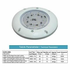 Superpool SMD 30W RGB Led Sıva Üstü Havuz Lambası (4 Kablolu)