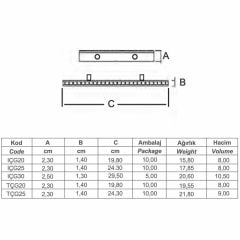 20 cm T Kesit Çift Geçme Havuz Savak Izgarası (1 m)